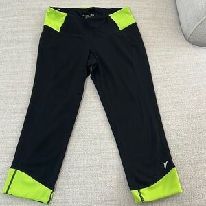2/$10 Black with lime green accents Old Navy athletic capris in size S.